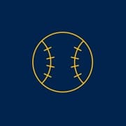 An icon of a baseball outlined in yellow