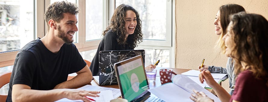 Students discussing ways to avoid college burnout