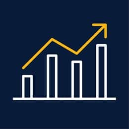 A graph icon indicating an upward trend with an hour