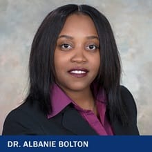 Dr. Albanie Bolton with the text Dr. Albanie Bolton