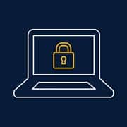 An icon of a laptop with a yellow lightbulb on its screen.