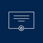 A diploma on a blue background.