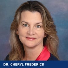 Dr. Cheryl Frederick with the text Dr. Cheryl Frederick