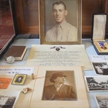Part of the museum exhibit Elizabeth Gitschier created including Civil War-era photos and letters.