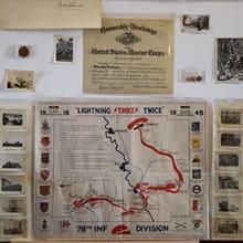 Part of the museum exhibit Elizabeth Gitschier created including a map and Civil War-era photos.