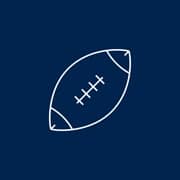 An icon of a football with a white outline.
