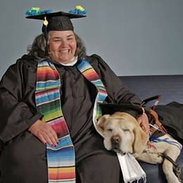 Heather Schey with their dog Asher