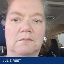 Julie Rust with the text Julie Rust