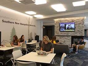 Students studying in the Kingston Hall lounge
