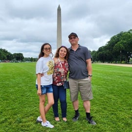Liz Fujiwara with her husband and daughter