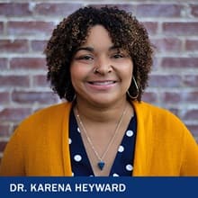 Dr. Karena Heyward with the text Dr Karena Heyward