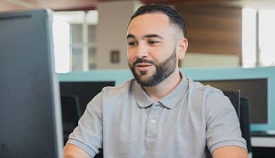 A student using a computer