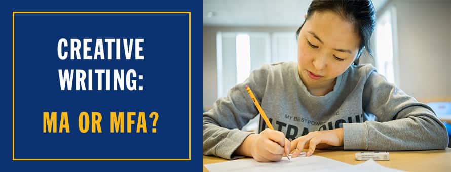A woman working on a creative writing assignment.