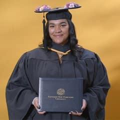 Melinda Rodriguez, a 2024 SNHU graduate who earned her associate degree in accounting. 