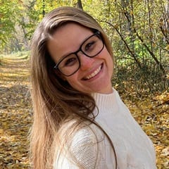 Melissa Mosher, a military spouse scholarship recipient, outside in nature.