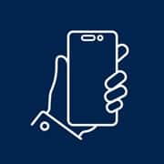 An icon of a hand holding a mobile phone.