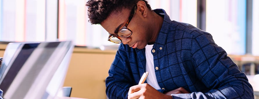 A student studying for their associate degree