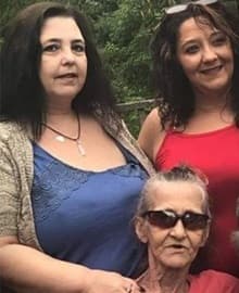 Norma DePriest (left) with sister Liz (right) and their mother Susan (bottom)
