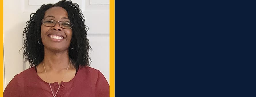 Headshot of Latoya McClary with a blue background 