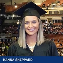 Hanna Sheppard wearing her cap and gown and the text Hanna Sheppard.