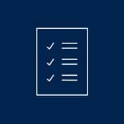 An icon of a white-outlined checklist with three items checked off.