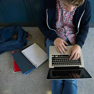 Student in High School studying