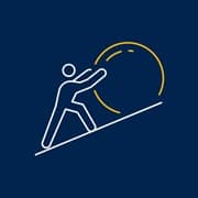An icon of a person pushing a ball up a hill.