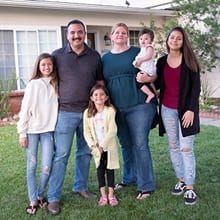 Shelly and Sal Villa with their daughters Isabelle, Iris, Ivy and Irene.