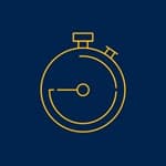 An icon of a stopwatch in use with a yellow outline.