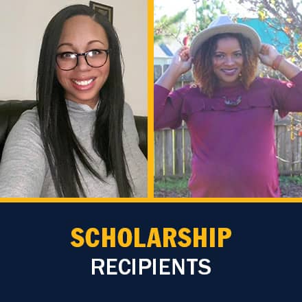 Shawn Hill on the left and Shaquita Callier on the right with the text Scholarship Recipients