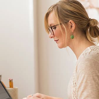 Woman working on her laptop