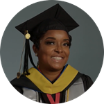 SNHU graduate Sheila Barnes, who earned her bachelor's in criminal justice in 2023, wearing her cap and gown