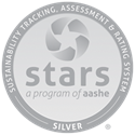 Silver level STAR logo, Sustainabililty Tracking, Assessments & Rating System, a program of AASHE.